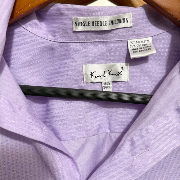 Karl Knox Lavender Long Sleeve Button-Up Dress Shirt Men’s 15.5 34/35 - Picture 3 of 6